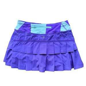 Lululemon Pace Setter Skirt Power Purple Bold Stripe Pleated Tennis Skort